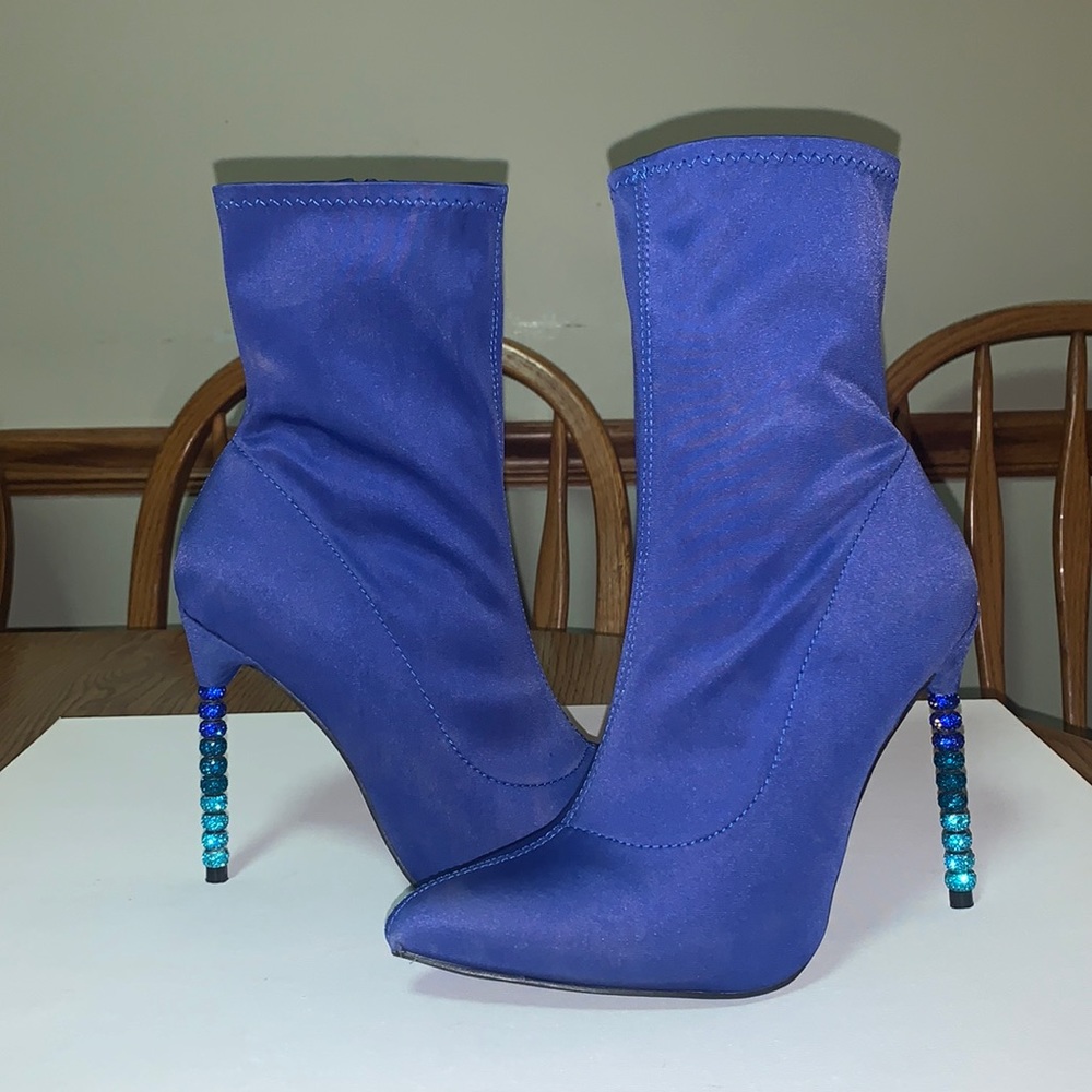 Royal Blue Azalea Wang Heel Boots